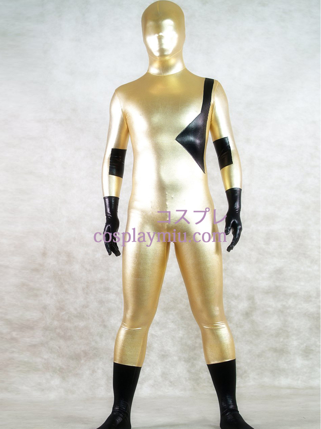 Shiny Metallic guld og sort Unisex Zentai Suit
