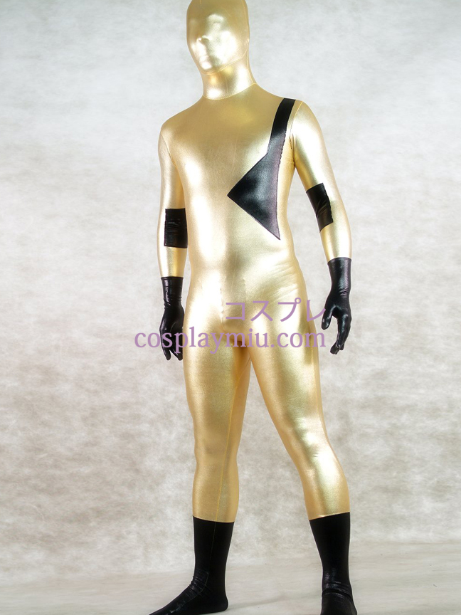 Shiny Metallic guld og sort Unisex Zentai Suit