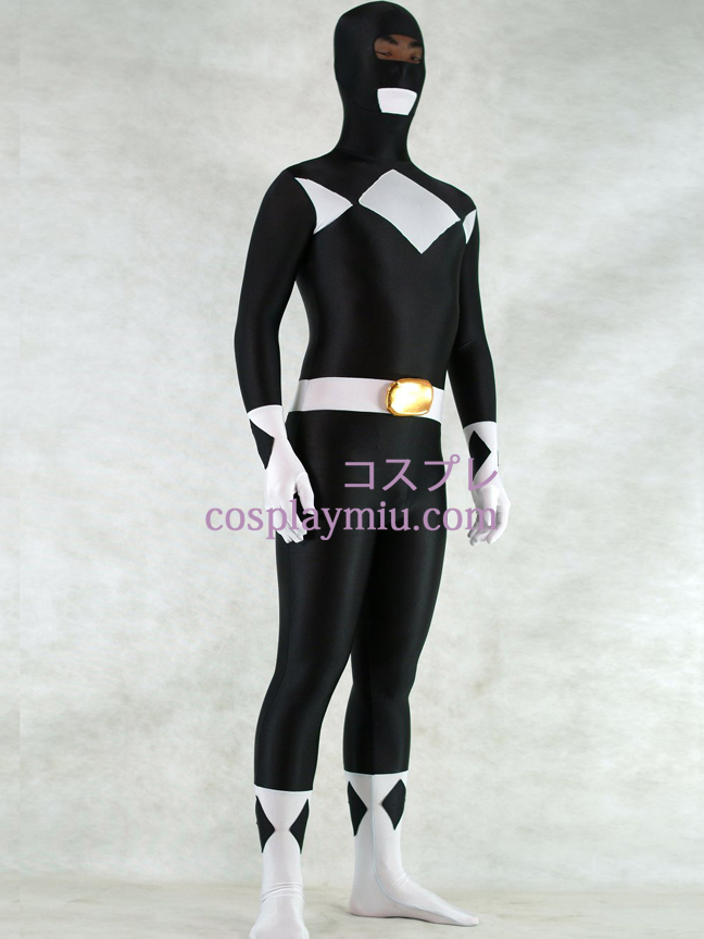 Hvid og sort Lycra Spandex Unisex Zentai Suit
