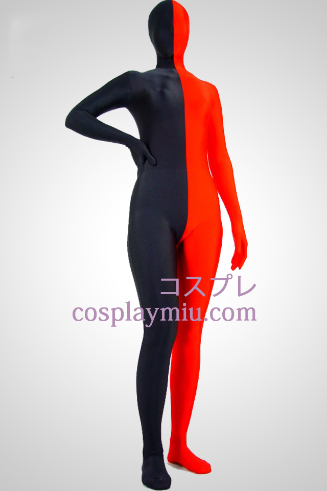 Rød og Sort Lycra Spandex Unisex Zentai Suit