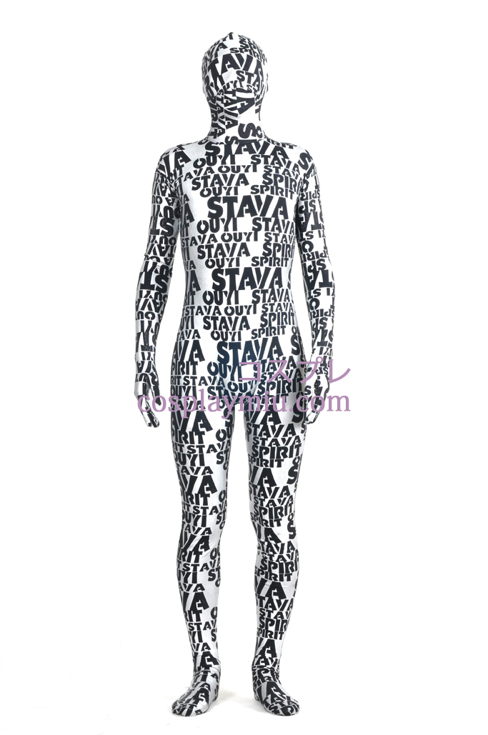 Bogstaver Guld Paint Full Body Unisex Zentai Suit