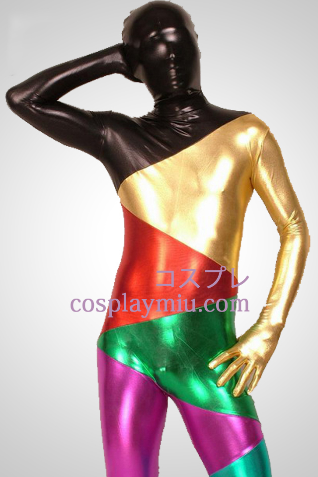 Multicolor Shiny Metallic Piece Sammen Zentai Suit