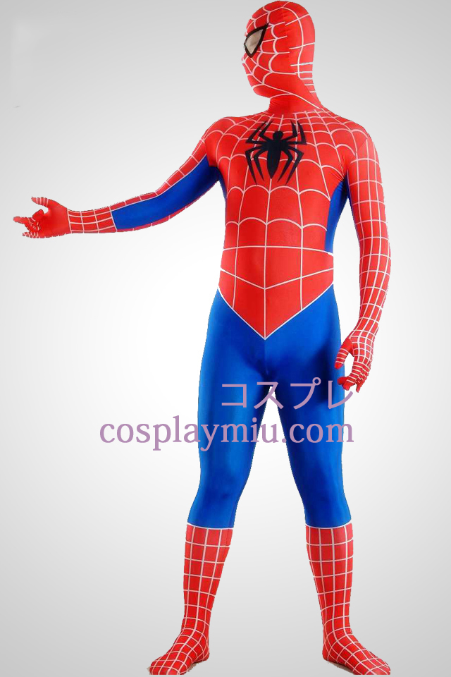 Rød Blå Stripes Lycra Spandex Spiderman Superhero Zentai Suit