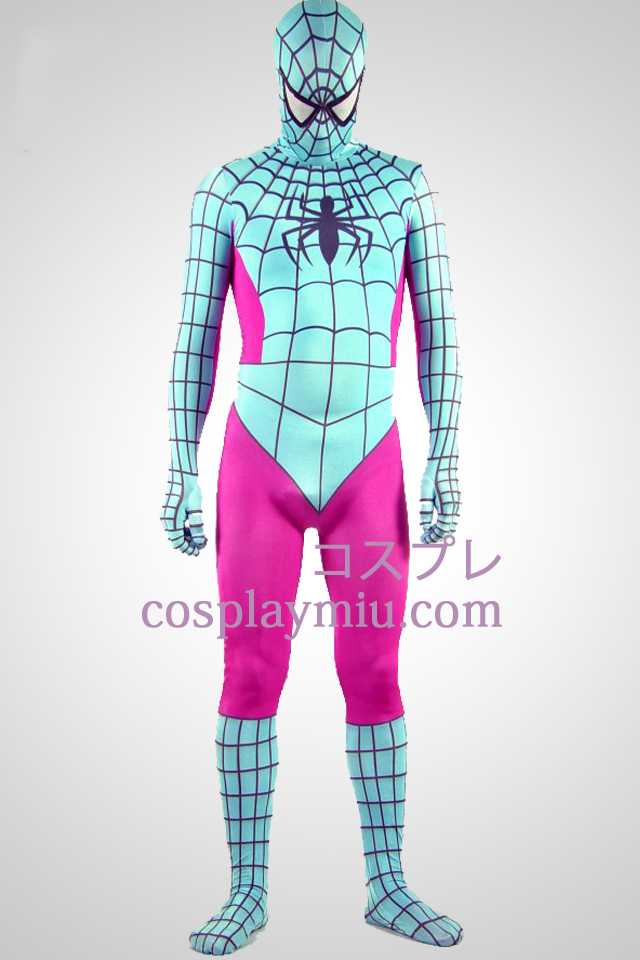 Lys grøn og pink Lycra Spandex Spiderman Zentai Suit