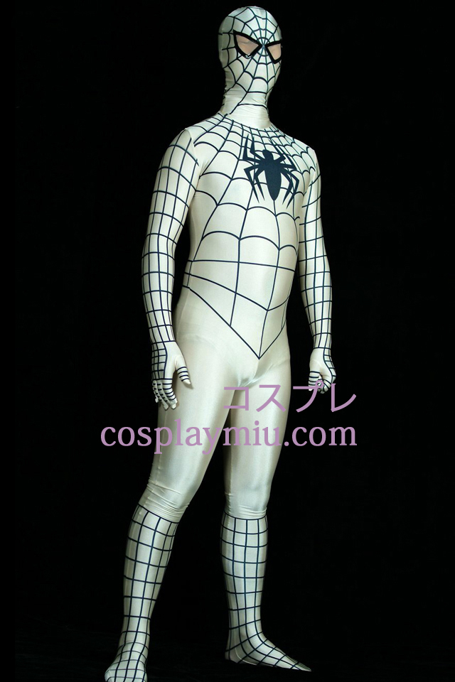 Hvid Lycra Spandex Spiderman Superhero Zentai Suit