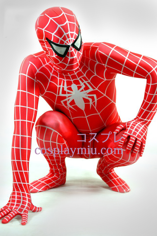 Red and White Lycra Spiderman Superhero Zentai Suit