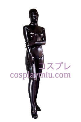 Sort Sexet Open Eye og Bust Shiny Metallic Zentai