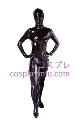 Sort Sexet Open Eye og Bust Shiny Metallic Zentai