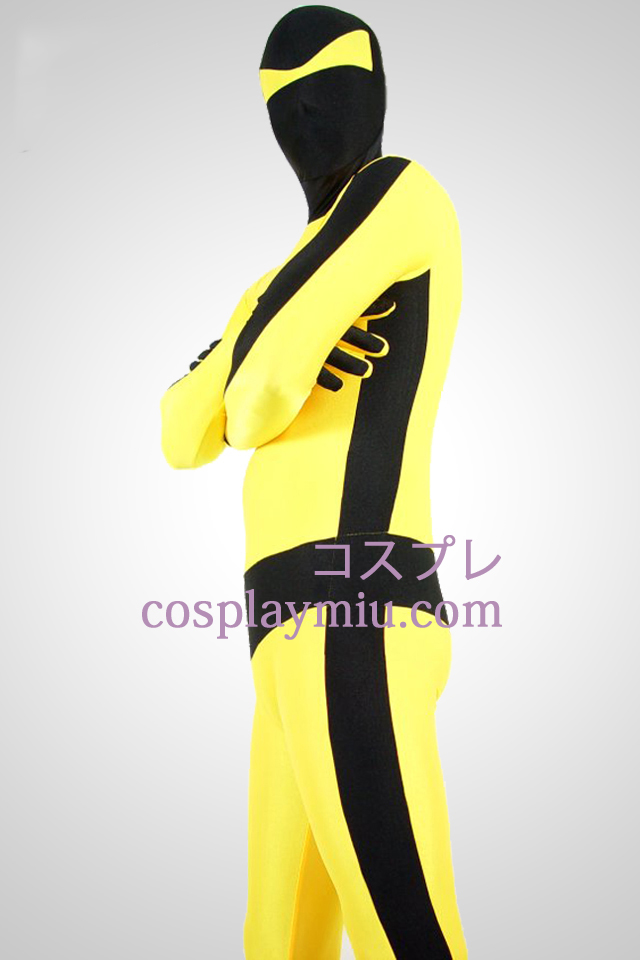 Gul og sort Bruce Lee Lycra Spandex Unisex Zentai Suit