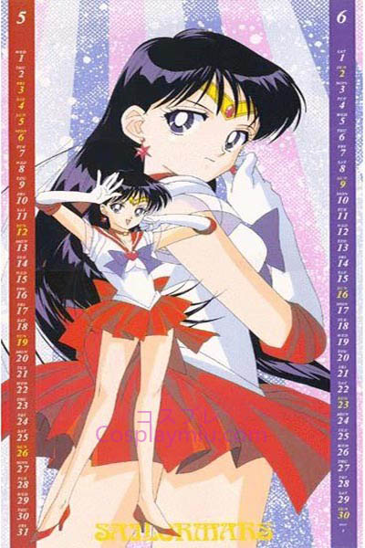 Sailor Moon Hino Rei Sailor Mars Lang Cosplay paryk